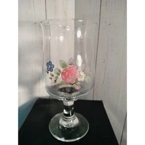 Pfaltzgraff Vintage Tea Rose Pedestal glass goblet X4 10 oz 1970's